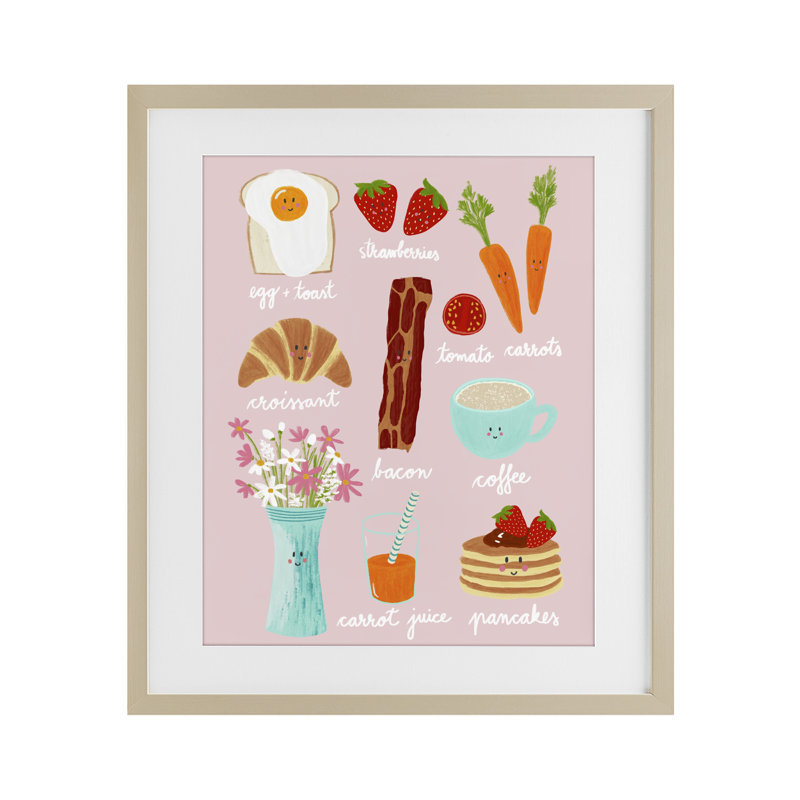 «Lush Summer Breakfast», reproduction sous verre encadrée, design par Metka Hiti, 21 x 17, Récolte de pin sous cadre en verre