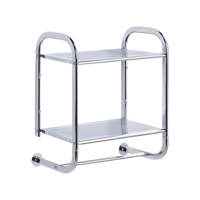Demeatra Compact Wall Mount 2 Tier Bathroom Shelf with Towel Bars