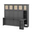 Lit escamotable double avec bureau et rangement, lit mural escamotable en bois massif et rotin avec étagères de rangement et bureau-212546014