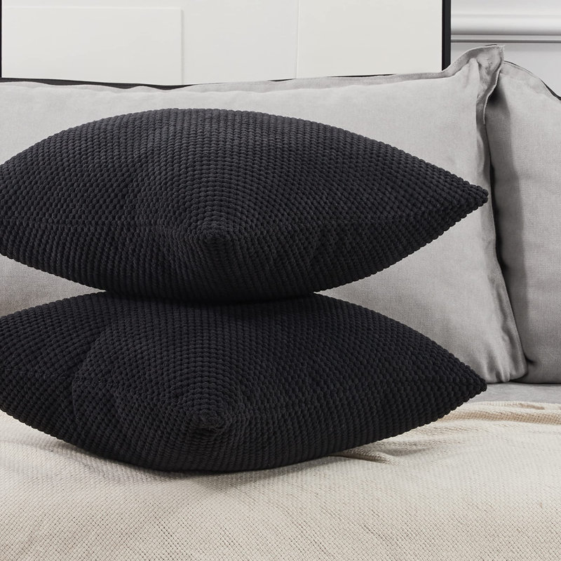 Raedyn Black Square Throw Cushion Cover, 40cm H x 40cm W
