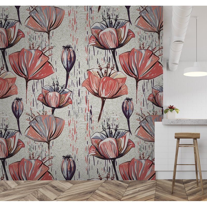 Papier peint amovible à motif floral, L 9 po x l 15 po