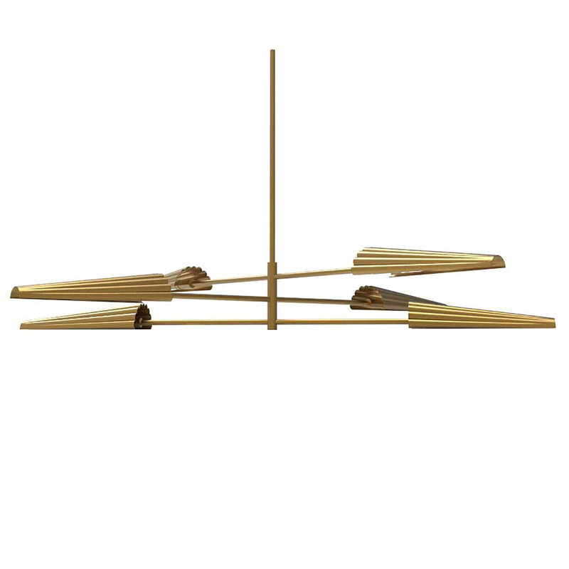 Lustre linéaire moderne à 6 lumières Hazera, Laiton vieilli, Laiton vieilli