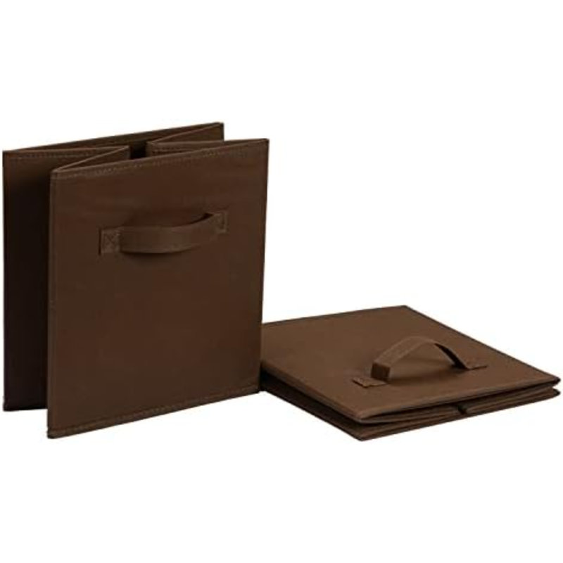 Cube Organizer Storage Bins Handles, Collapsible Fabric, Pack Of 6, 13"X13"X13", Brown, Brown
