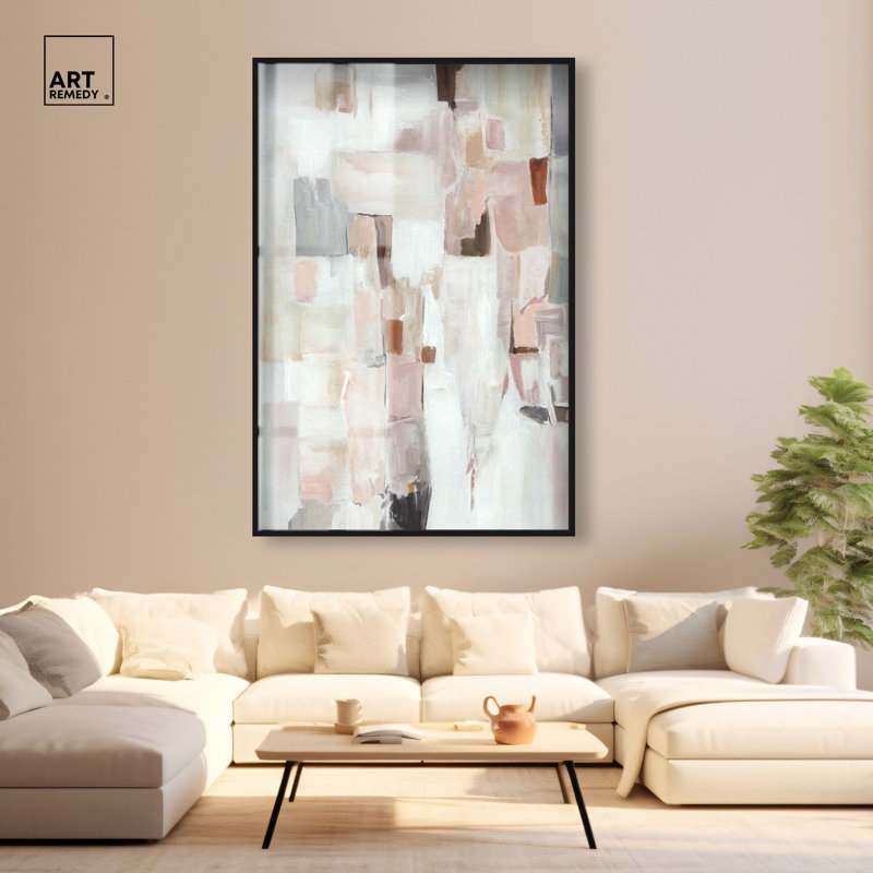 «Tender Grey II - Ira Colmeva Shadowbox», reproduction surdimensionnée par Art Remedy, cadre noir, 44 x 66, H 68 po x l 46 po