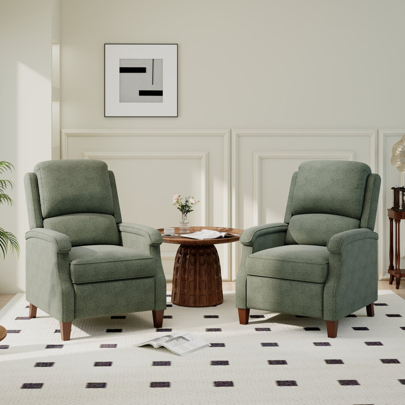  30.3'' Wide Push Back Manual Recliner Chair, Green