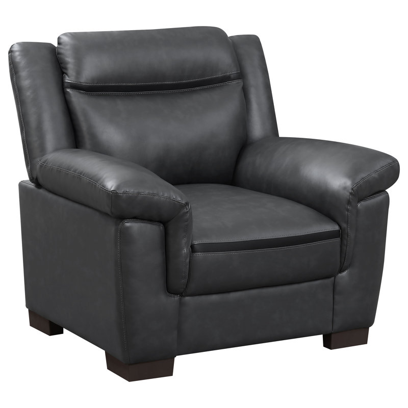 Krista Upholstered Padded Arm Accent Chair Grey, Gray Faux Leather
