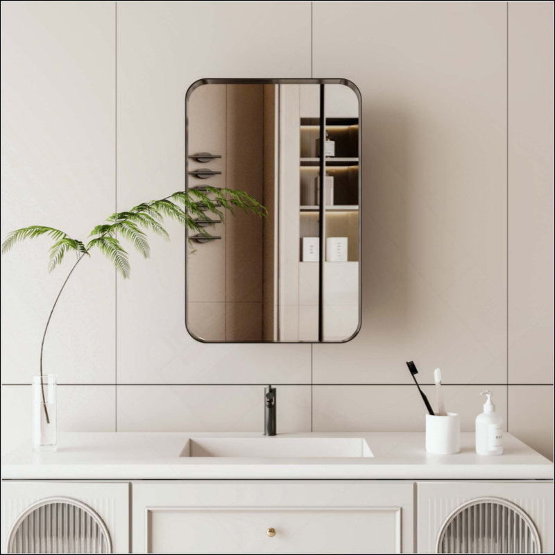 Armoire à pharmacie encastrée en métal avec miroir et miroir mural à tablettes réglables avec rangement pour salle de bain