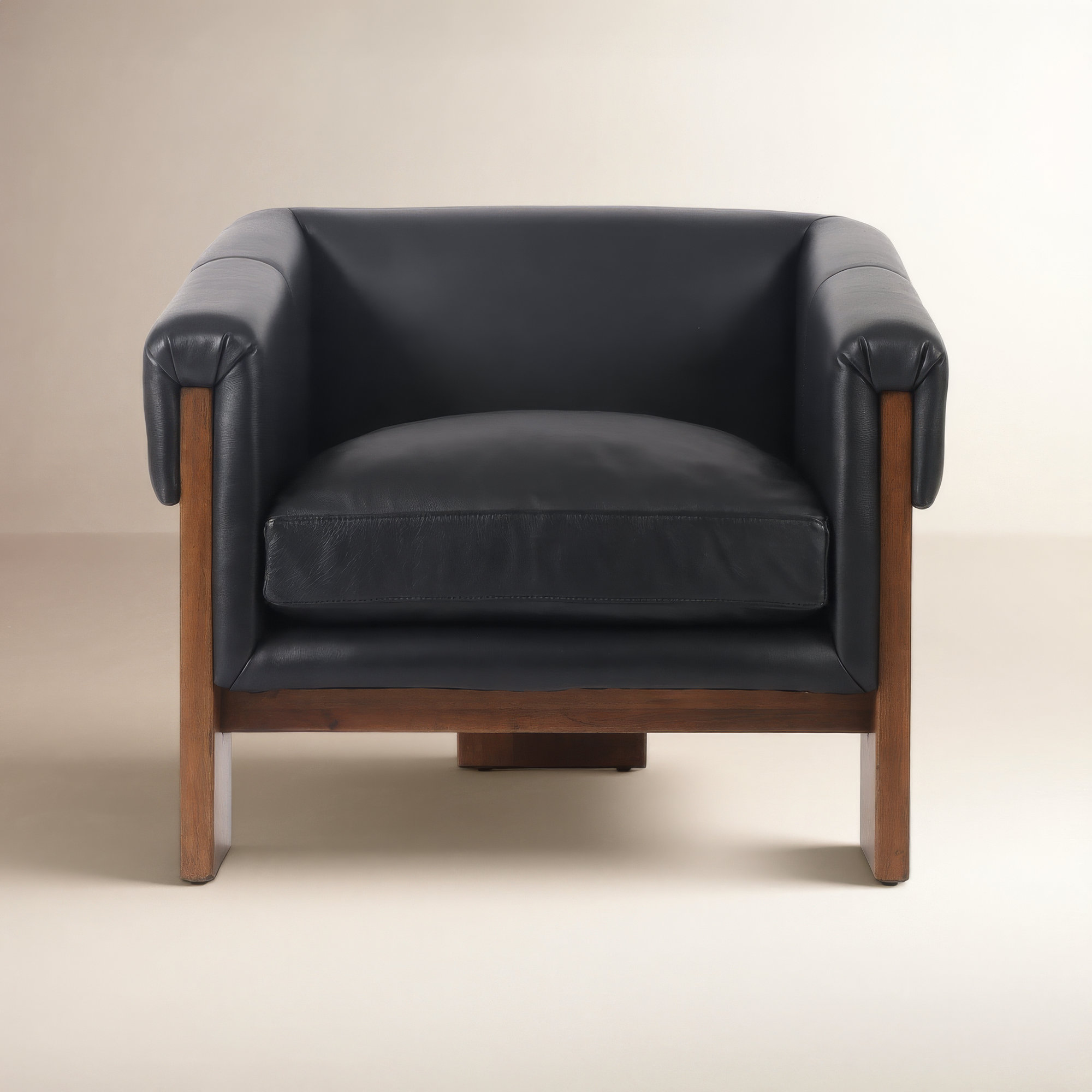 Leather Armchair, Harrison Black Leather