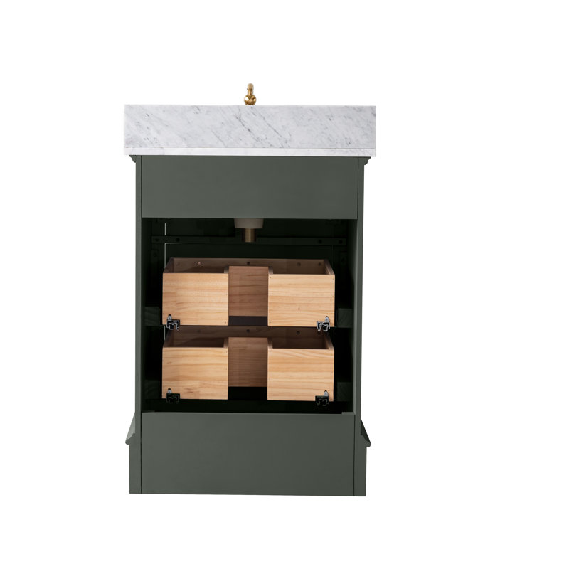 Ensemble de meuble-lavabo simple 24 po Goleta, Vert rétro / or brossé