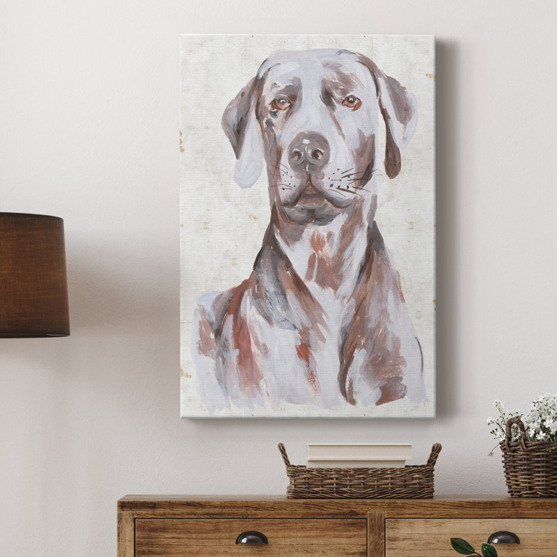 «Sitting Dog I», toile tendue avec châssis de qualité supérieure - prête à être accrochée, H 36 po x l 24 po x P 1 po
