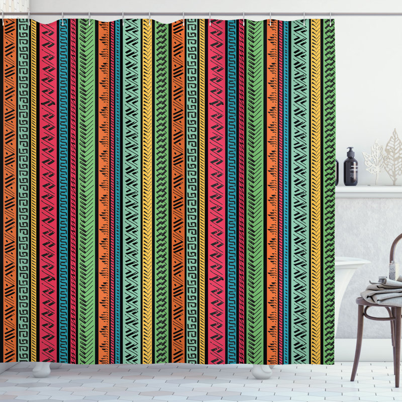 Dakota Fields Hippie Shower Curtain Native Borders Multicolor, 70"H x 69"W