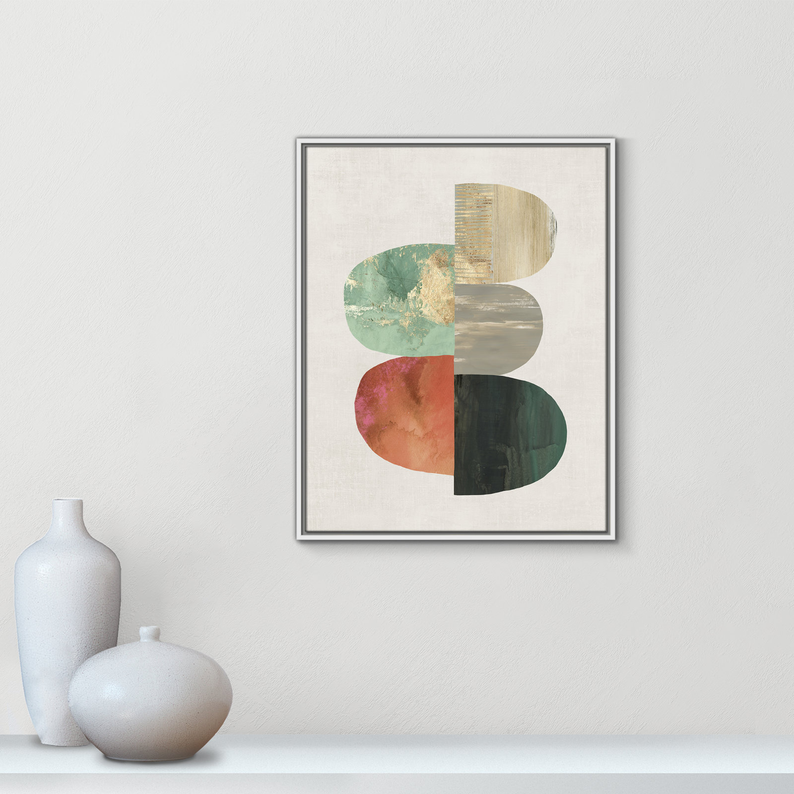 Evolving Energy I - Painting Print, Picture Framed Canvas, 29.5" H x 23.5" W, White