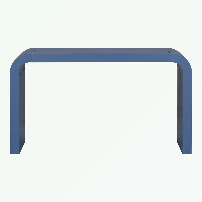 Minimalist Console Table With Elegant Lines And Arc-Shaped Edge, Navy Blue, 31.7" H x 55.7" W x 15.7" D