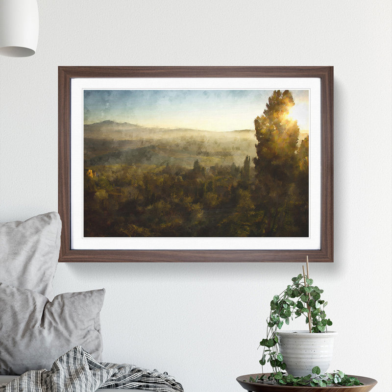 View over Tuscany - Picture Frame Graphic Art, 27cm H x 36cm W x 2cm D, Walnut