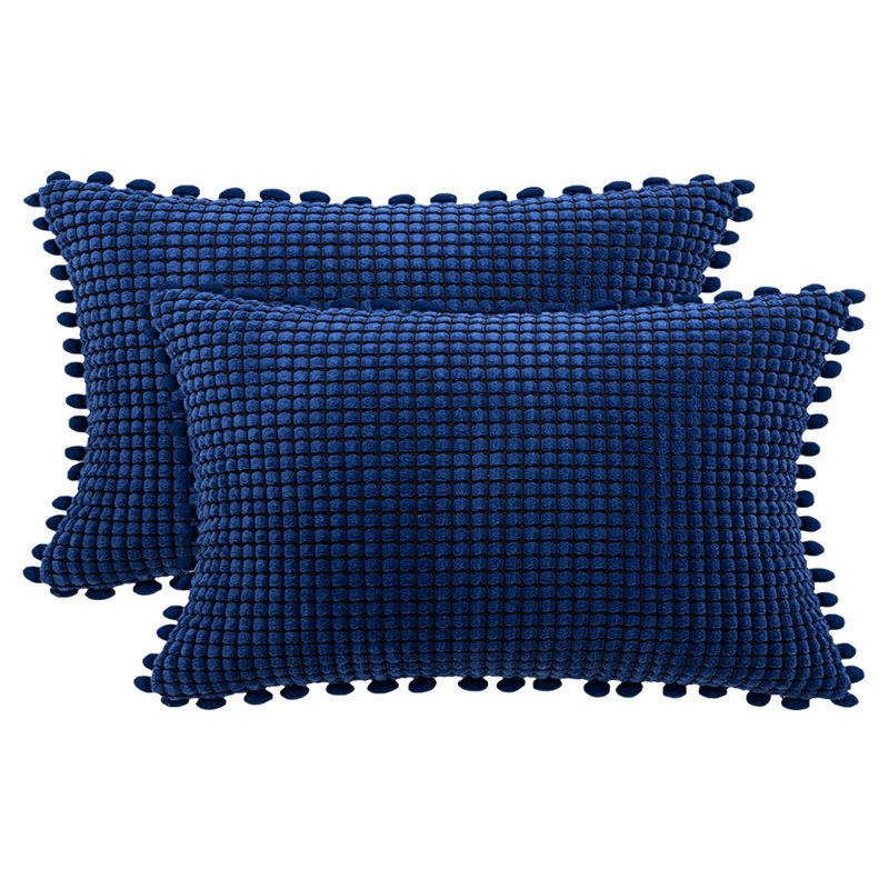 Housse de coussin rectangulaire en mélange de coton , Housse de coussin seulement - sans coussin, Bleu marine