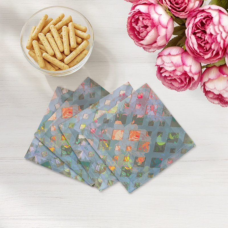 Defosse Trellis Cotton Sateen Cocktail Napkins, Perlbau