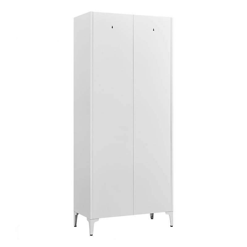 Armoire de rangement en métal 2 portes, armoire de cuisine avec tablettes réglables, armoire d'appoint, Blanc