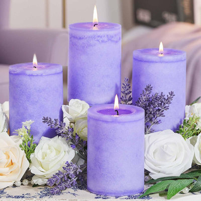 4 Pack Lemongrass Scented Pillar Candles, 2.8x4 in, 60H Long Burning, Natural Essential Oils, Non-Toxic Aromatherapy for Office Focus, Kitchen Deodorization & Living Room Ambience