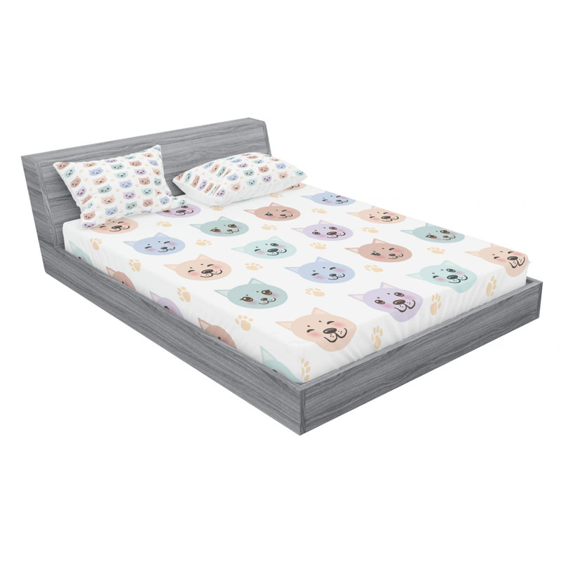 Microfiber Sheet Set, Full Sheet Set + Fitted Sheet + 2 Pillowcases, Cat