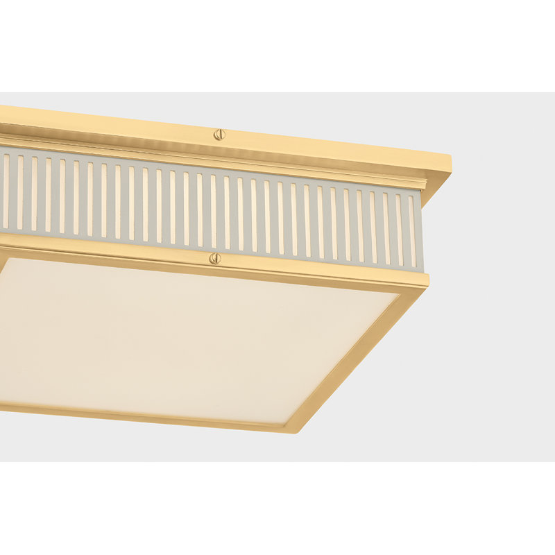 Ashdown Flush Mount in Aged Brass and Distressed Bronze by Mark D. Sikes, White