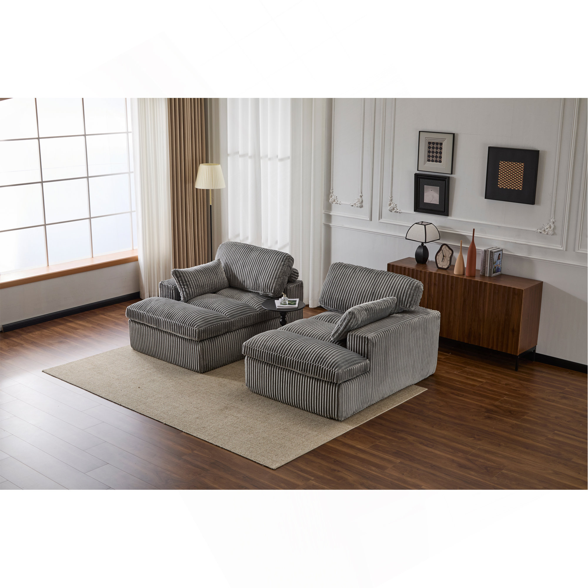 Ivy Bronx Double Chaise Lounge Chair Indoor,Oversized Upholstered