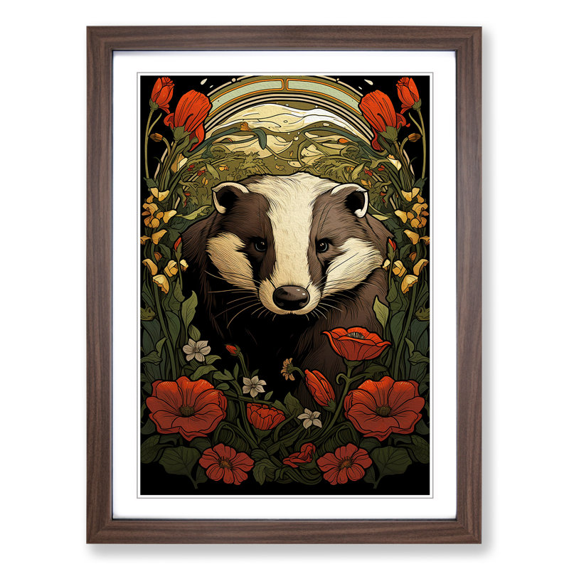 Single Picture Frame Print on Wood, 46cm H x 34cm W, Walnut Framed