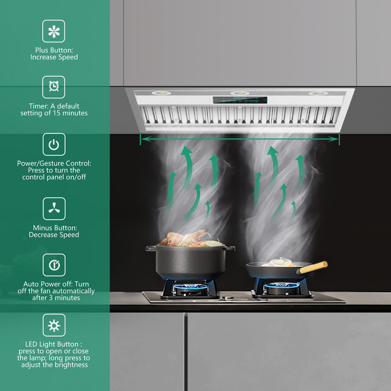 Velivi 30" 900 Cubic Feet Per Minute Convertible Insert Range Hood with Light Included