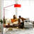 Stretch Arc Floor Lamp - 87", Red Finish, Step Switch, Rectangular marble base