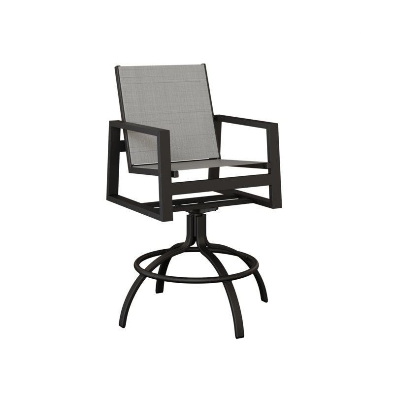 Chaise de bar pivotante Berlin Gardens Vida Slings, Noir mat, Charm platine