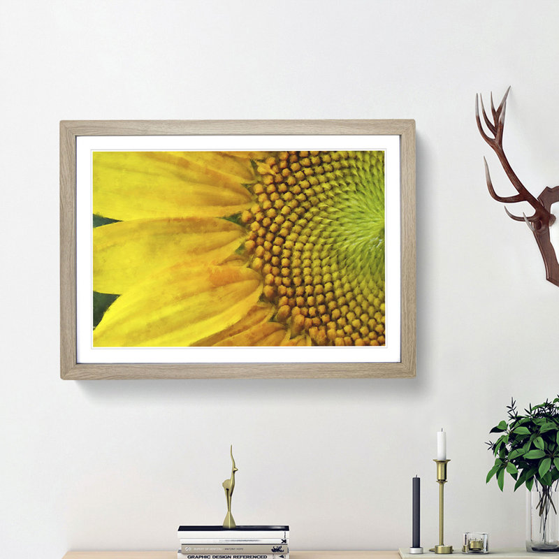 Petals of the Yellow Sunflower - Framed Print, Oak Framed, 24cm H x 33cm W x 2cm D