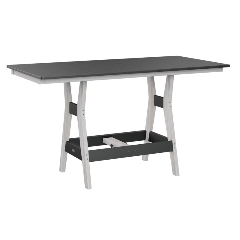 Berlin Gardens Harbor 72″ Rectangular Bar Table, 35.5" H x 66" W x 33" D, Black, Seashell