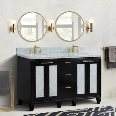 Ensemble de meuble-lavabo double 61 "avec miroir Schreck