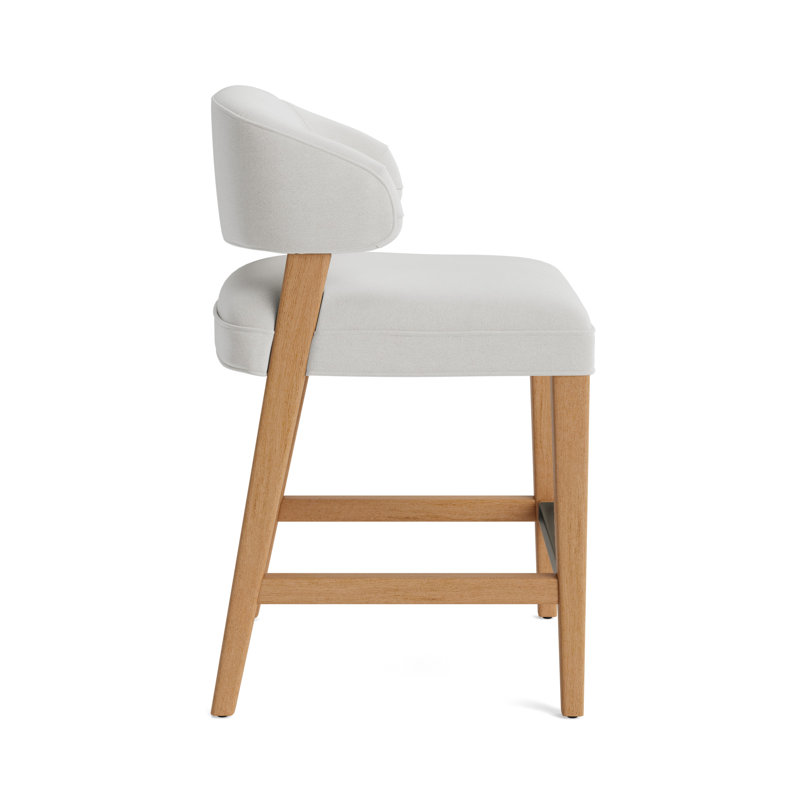 Keane Bar Stool, Performance Velvet - Silver, Natural, Counter Stool (25” Seat Height)