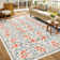 Floral Machine Washable Rug Non-Slip Oriental Floor Cover, Foldable Low Pile Indoor Mat for Kitchen, Office, Living Room
