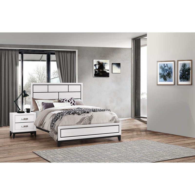 Ensemble de chambre à coucher à panneaux Yadier 3-3_Aubrey, Blanc, Double