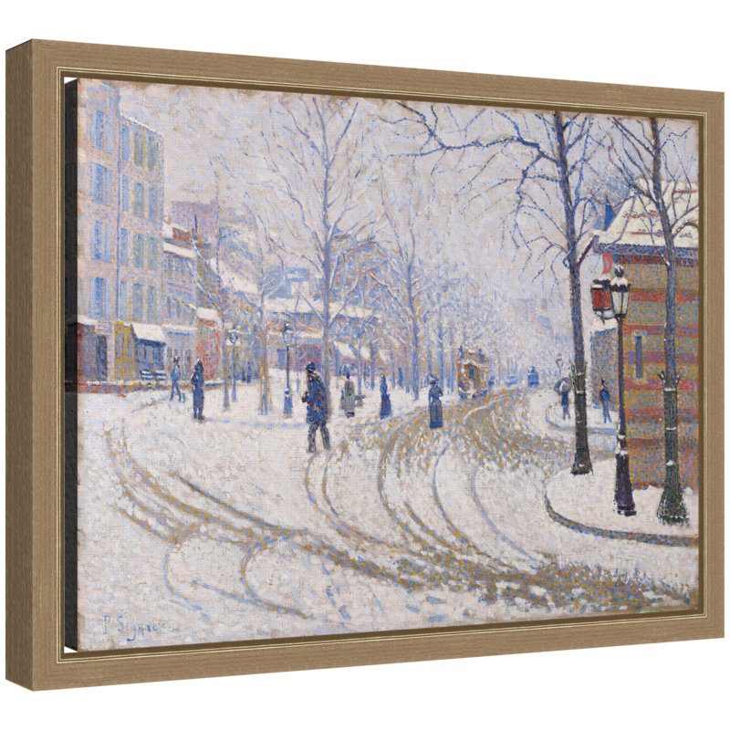 «Snow Boulevard de Clichy Paris» par Paul Signac, reproduction d'art sur toile encadrée