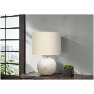 Lighting, 20 po, lampe de table, béton gris, abat-jour ivoire / crème, contemporain