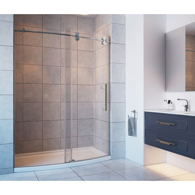Ensemble de douche coulissante sans cadre l 60 po x h 81 po avec barre à serviette et base incluse