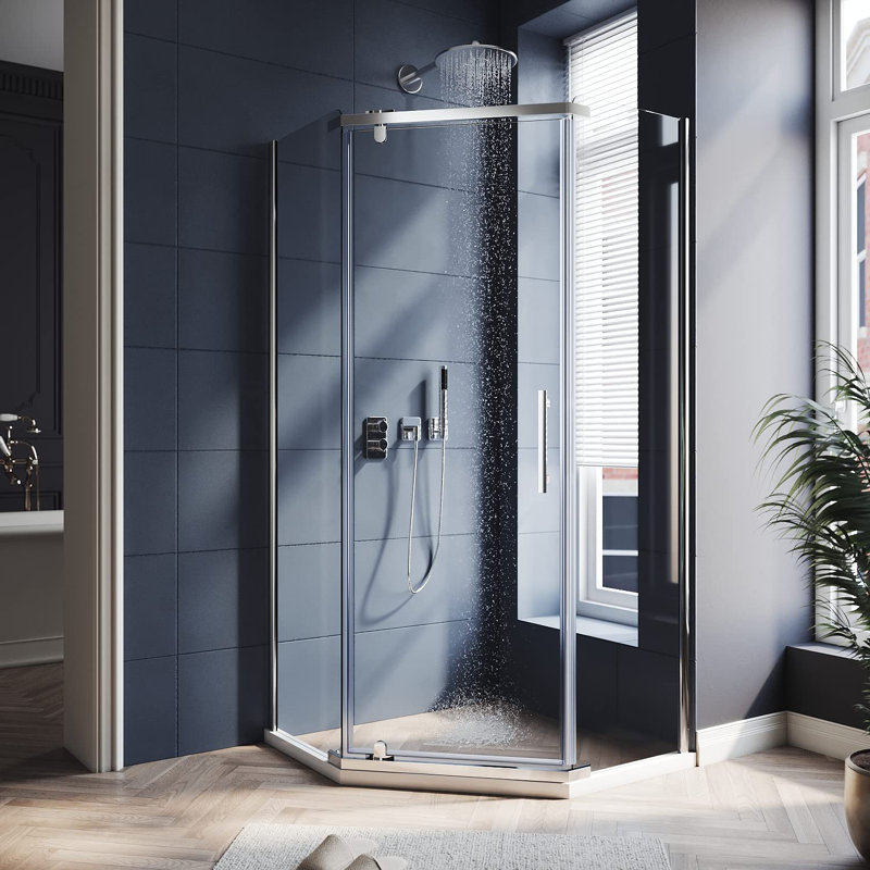 36.5" W X 36.5" D X 72" H Neo-Angle Shower Enclosure With Base, Chrome