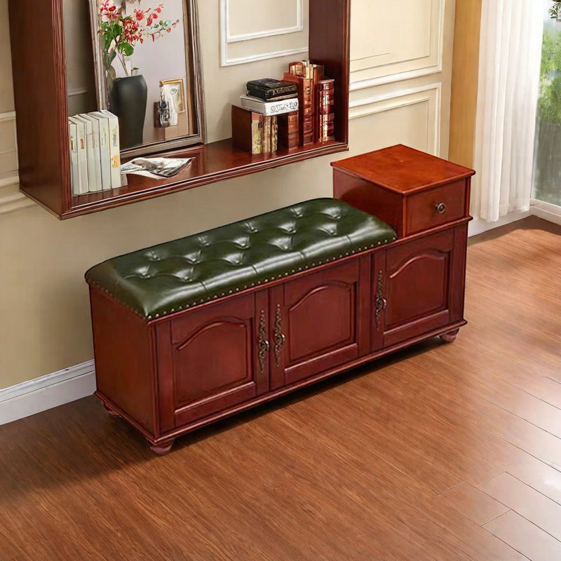 11 Pair Shoe Storage Bench, Brown/Green
