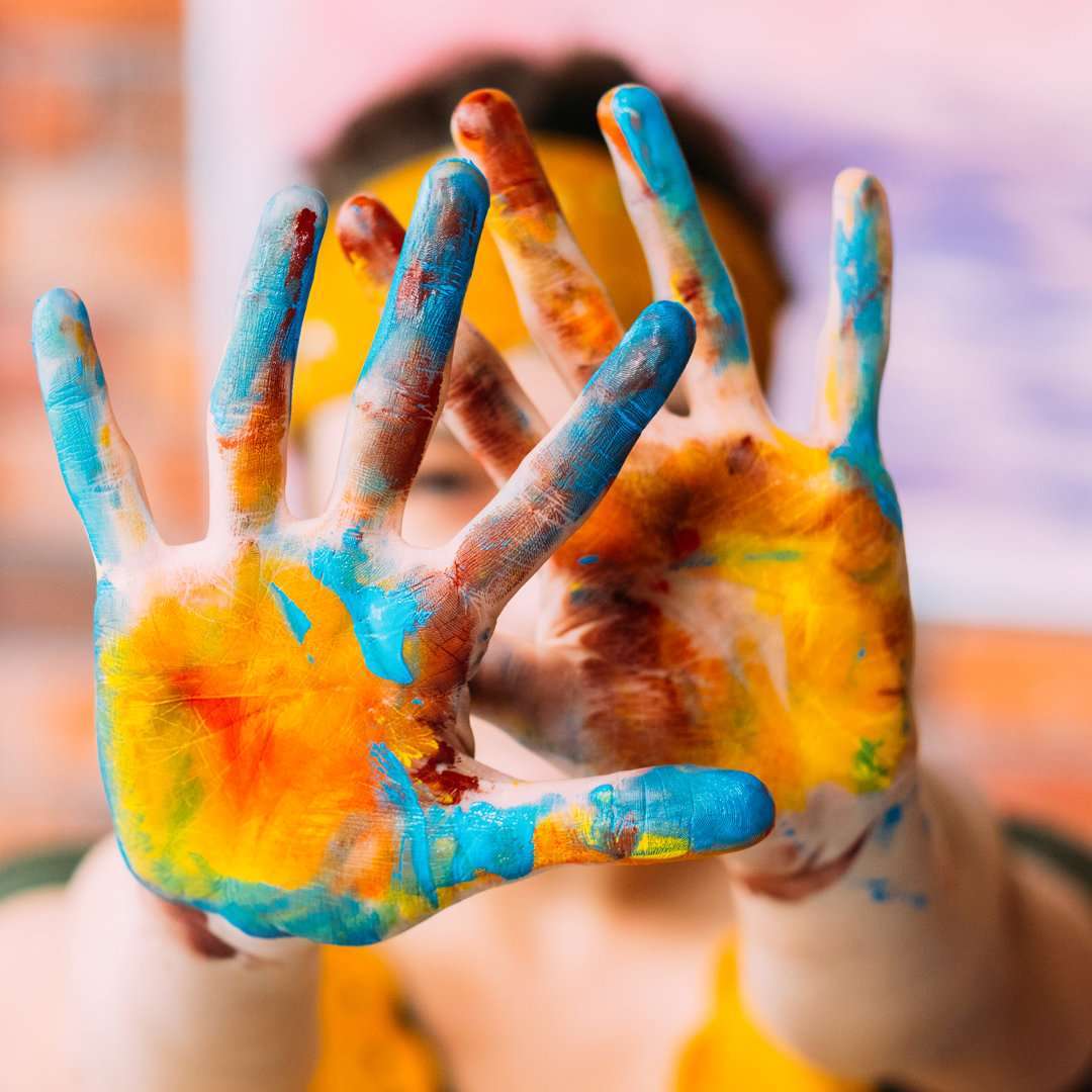 Vestfold Hands Covered In Paint von Golubovy - Wrapped Canvas Photograph