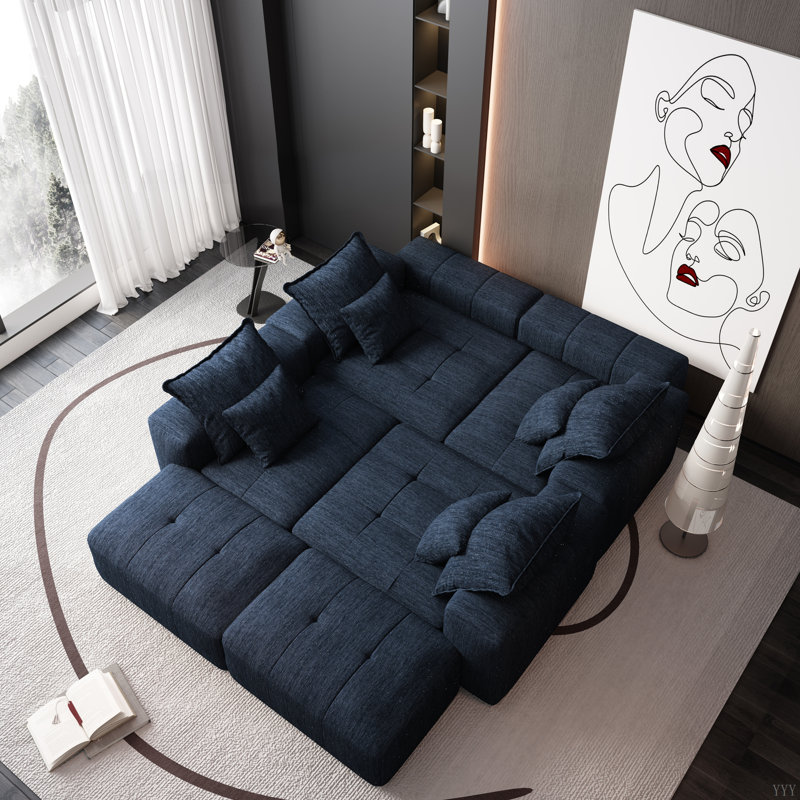 Canapé modulaire moderne et modulaire, canapé à coussins moelleux en tissu étincelant avec 8 coussins, canapé capitonné à combinaison de 8 pièces bricolage, aucun assemblage requis