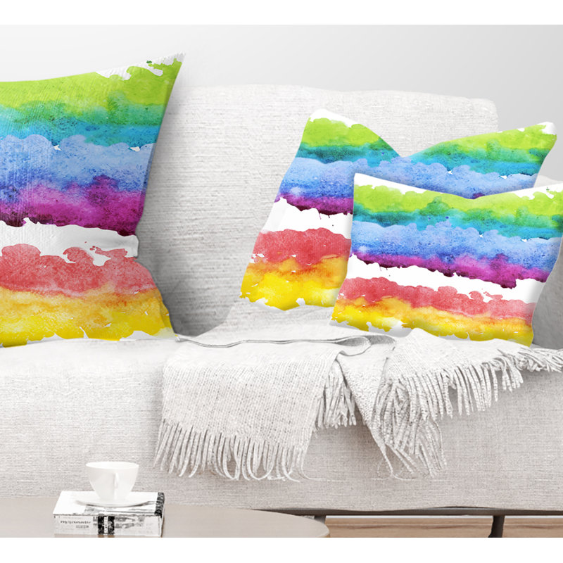 Rayures colorées en motif de vecteurs - Coussin imprimé abstrait, Rectangulaire, 12 po x 20 po