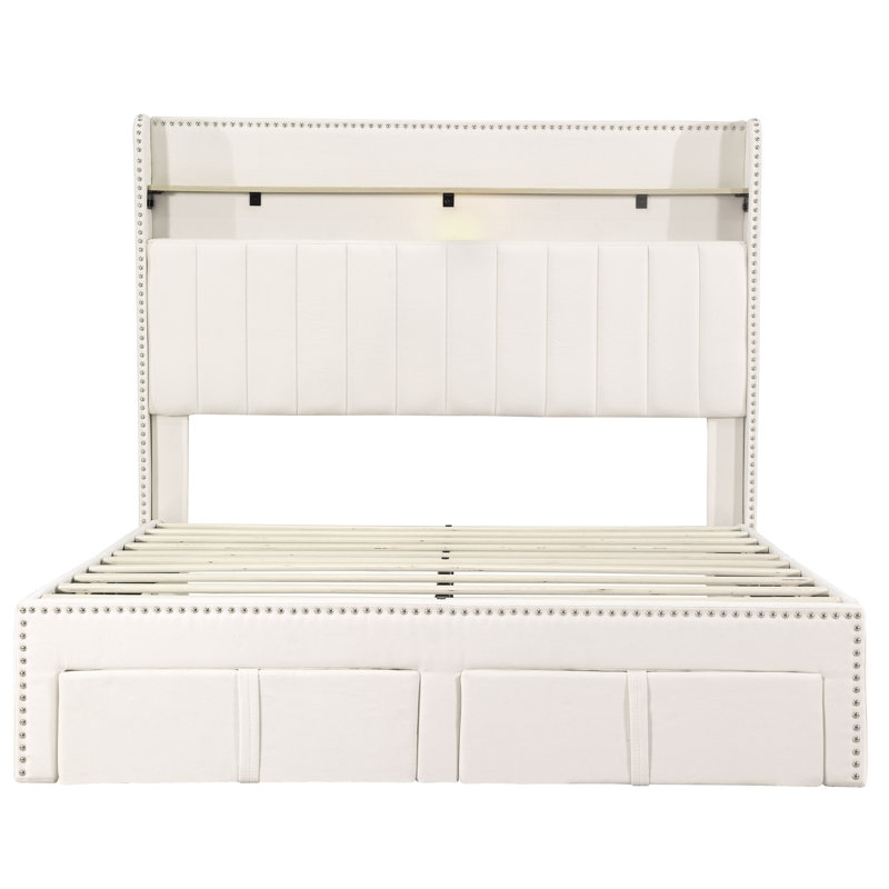 Darlita Upholstered Storage Bed, Beige