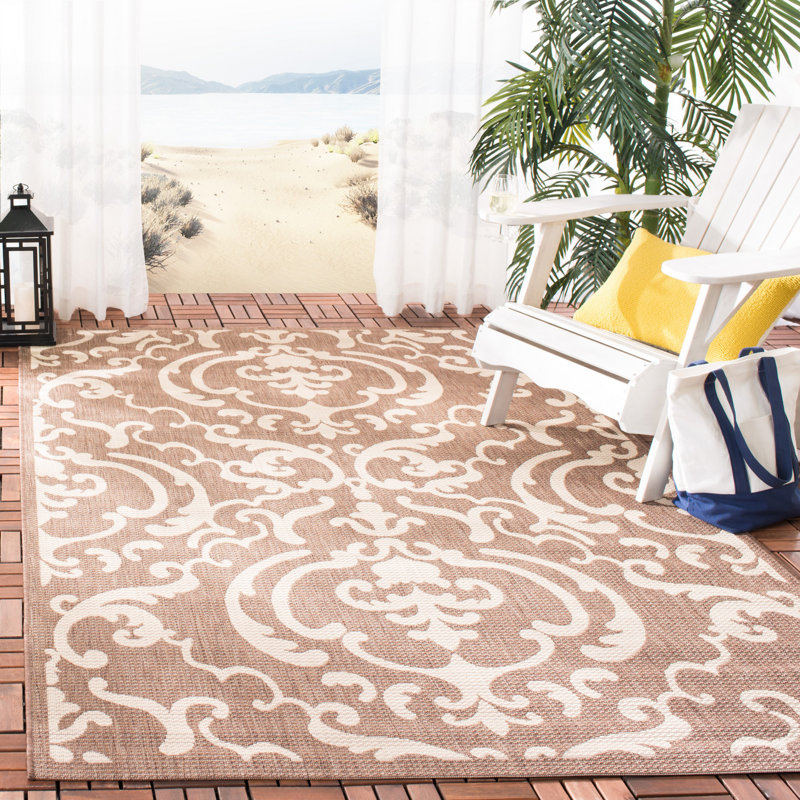 Arellanes Performance Damask Indoor/Outdoor Area Rug, Rectangle 9' x 12'6"