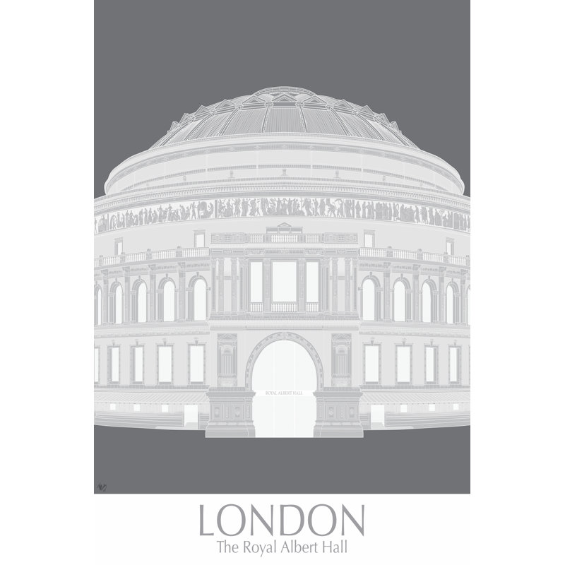 London Albert Hall Monochrome - Wrapped Canvas Print, 46cm H x 30cm W