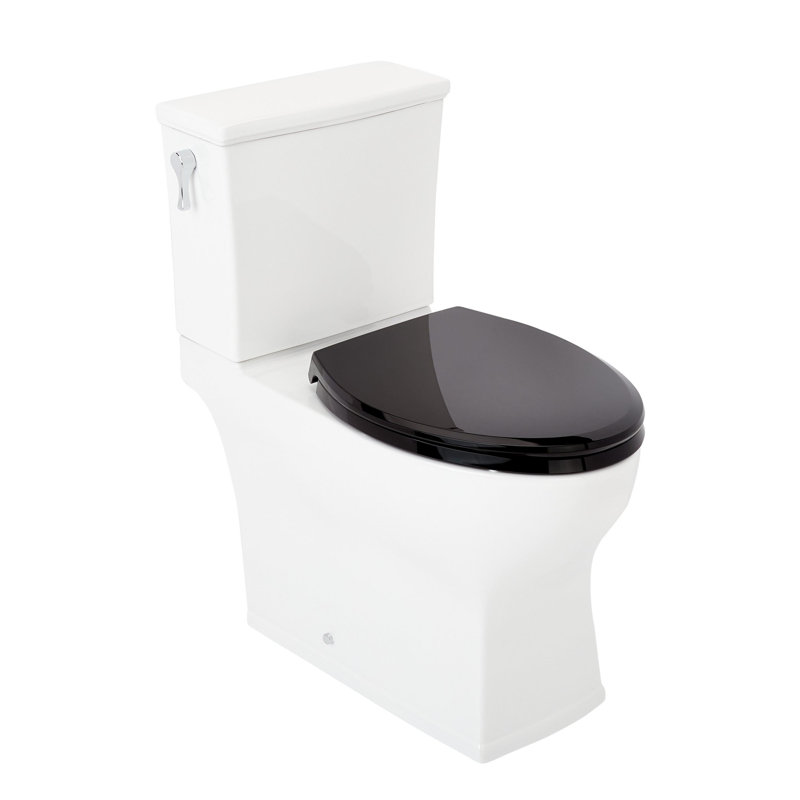 Toilette allongée deux pièces 1,28 GPF Carraway, Noir / blanc / chrome poli