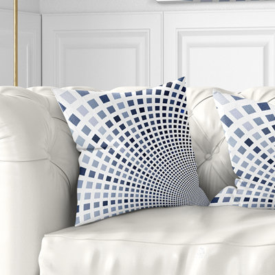 Mosaïque de carrés bleus - coussin imprimé abstrait