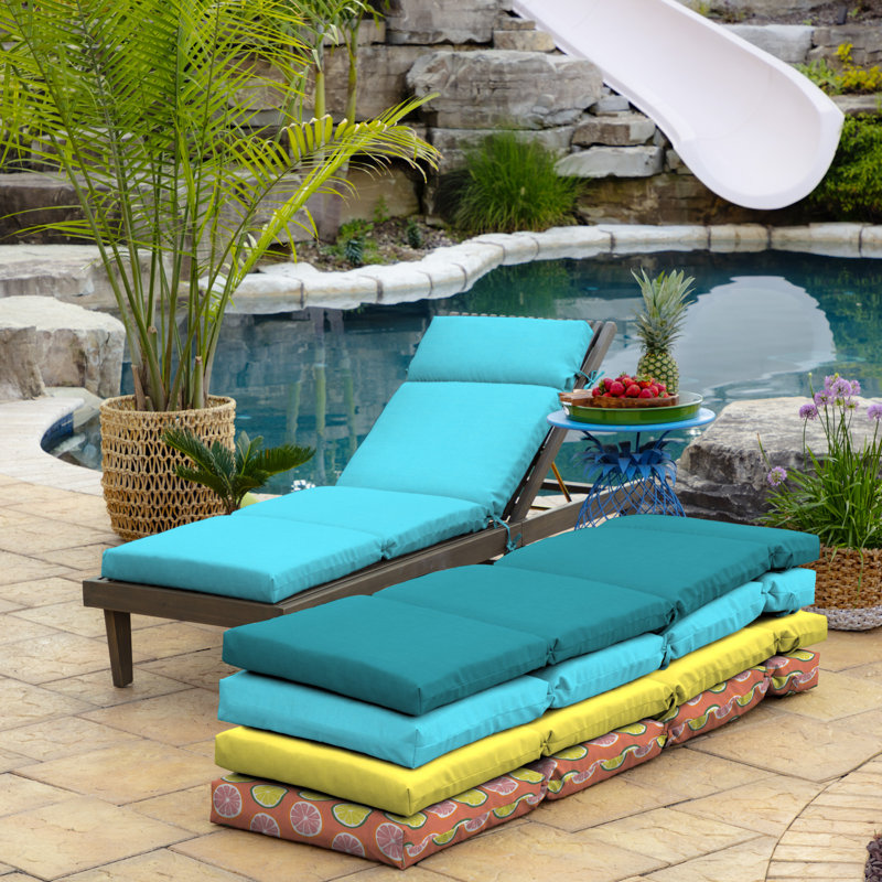 Coussin de chaise longue d'extérieur ARDEN, Bleu piscine, H 2,5 po x l 21 po x P 42,5 po