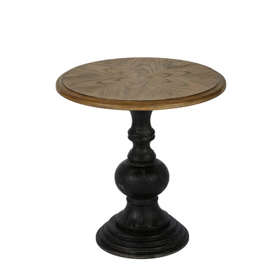Table d'appoint en noyer recyclé, plateau en placage de frêne, piètement noir fait main, à monter soi-même, 57,4 cm x 58,4 cm (H).